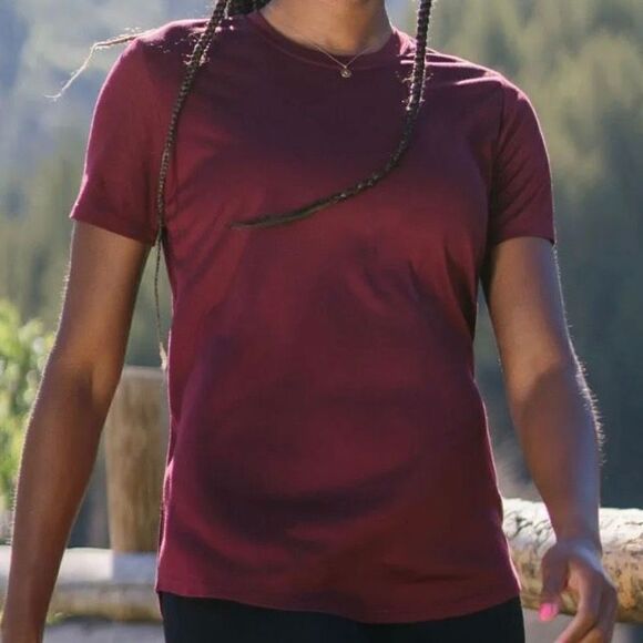 Zyia Active Red Claret Ribbed Crew T Top XS NWT - Picture 1 of 6